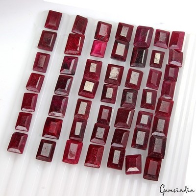 560 Ct/50 Pcs Natural Red Ruby Mixed Cut Loose Ring Size Wholesale Gemstones Lot