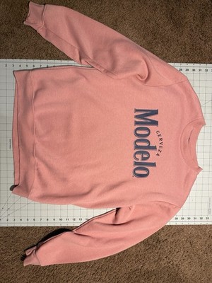 Modelo Pink Pullover Sweatshirt Fleece Beer Graphic L Men's