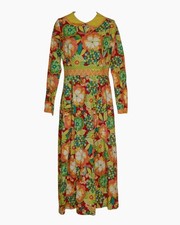Vtg Floral Maxi Dress Empire Waist Sm Artsy Fairy Hippie Prairie Cottagecore S