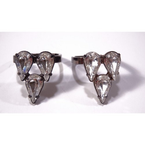 Joomi Lim Women's Gunmetal Teardrop Triangle Square double Ring Sz 6 NWOT 120 - Picture 9 of 9