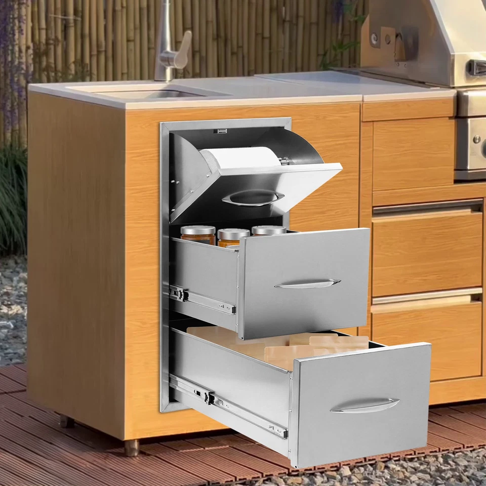 Cajón de cocina exterior isla barbacoa acero inoxidable cajón de cocina rectangular Foto 2 de 4