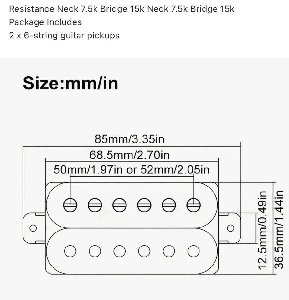 High Output Humbucker Set In Blue Pearl Neck + Bridge - Image 3 of 3