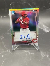 Jose Torres 2021 Bowman Chrome Draft 1st Prospect RC Refractor Auto /499 CDA-JTO