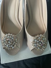 Lotus Nude Slingback Peep Toe Shoe With Adjustable Strap, Size 4