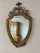 Antique French Giltwood Shield Bevelled Edge Wall Hanging Mirror