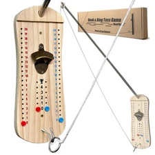 Hook and Ring Toss Game Fun & Competitive Version- Big Size, WOOD COLOR 