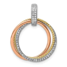 14k Tri-color 1/6ct. Diamond Moveable Circles Pendant Perfect Gift for Her