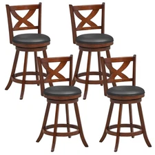 Swivel Bar Stools Set of 4  24 Inch Counter Height Bar Chairs w/ High Backrest