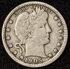 1905 Barber Quarter  - 90% Silver - Nice Original U.S Coin - F/VF Sharp Details