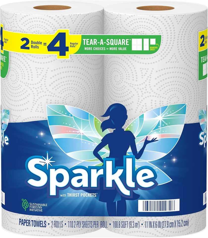 Sparkle Pick-A-Size Paper Towels Spirited Prints 6 Double Rolls = 12 Regular - Image 2 of 4