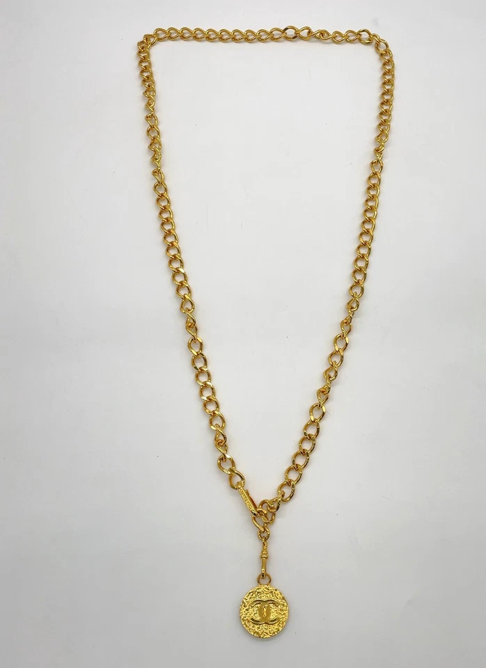 Auth Chanel Coco Mark Gold Plated Chain Belt 118.23G W/Box SK100215 - Image 2 of 4