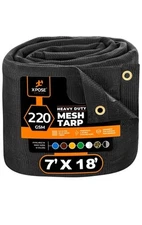 Xpose Safety Heavy Duty Mesh Tarp, 7’ x 18’ Multipurpose Black Protective Cover