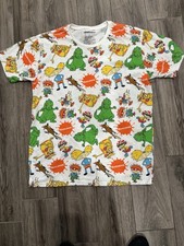Nickelodeon Cartoon Print T-Shirt Rugrats Reptar 90s Nostalgia Men  s Size Large