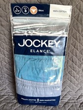 Jockey Elance Bikini Briefs Mens Large 3 Pack 36-38 Striped Multicolored NOS