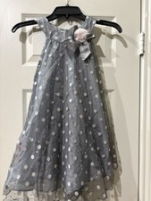 Bonnie Jean Gray/Pink Polka Dot Sleeveless Dress Girls Size 6
