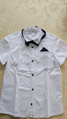 Hemd Shirt Fliege Vertbaudet 134-140 Kurzarm Jungen Weiß Festlich