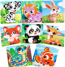 Puzzles for Toddlers 2-4, 9 Piece Animal Wooden Jigsaw Puzzles for Kids Ages 4-6