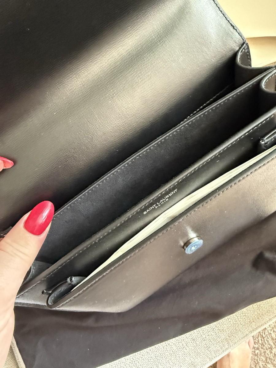 YSL Saint Laurent SUNSET Medium Bag Black Smooth Leather YSL Saint Laurent SUNSET Medium Bag Black Smooth Leather