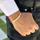 14K White Yellow Or Rose Gold Mens Cuff Bangle 6mm Width Knife Edges Solid Heavy