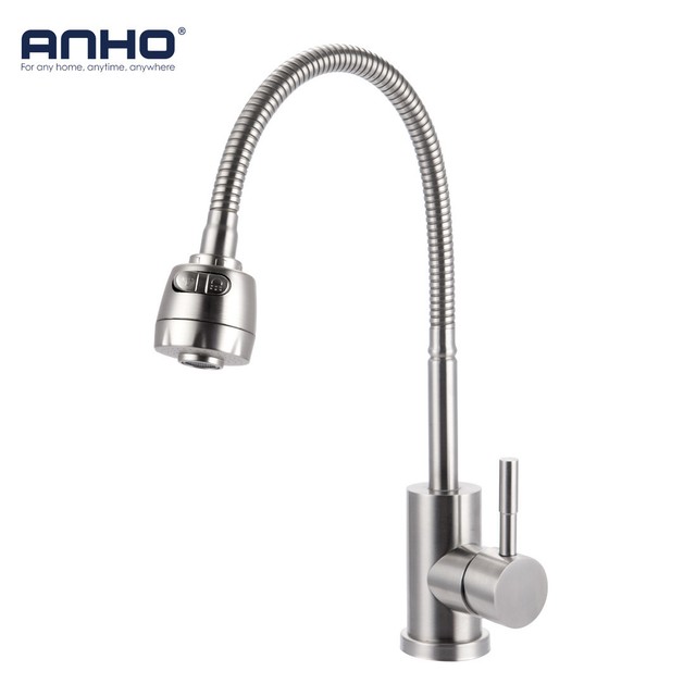 Kitchen Faucet Wall Mount Cold And Hot Water Mixer Tap Stainless