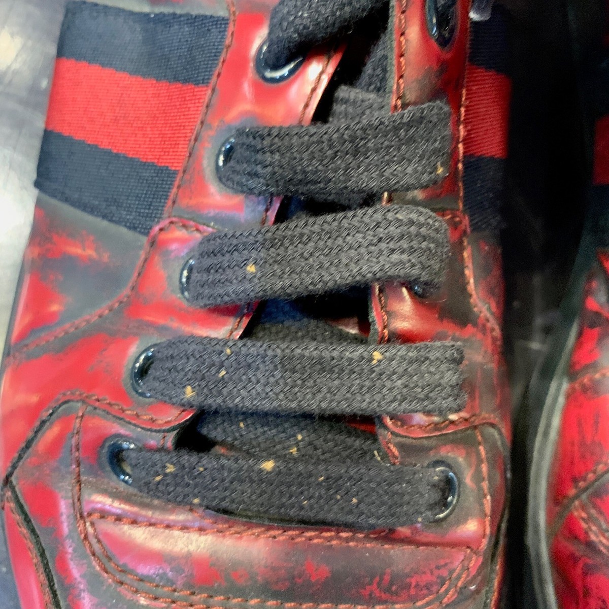 GUCCI Red & Black Sneakers High Top Mens 7 Womens 9 Serial GUCCI Red & Black Sneakers High Top Mens 7 Womens 9 Serial