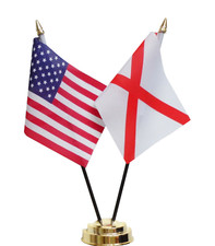 Set bandiera da tavolo doppia amicizia Stati Uniti d'America e Alabama