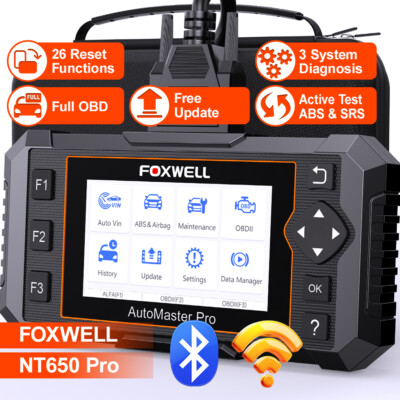 Foxwell NT650 Pro Bidirectional ABS SRS Car OBD2 Scanner Diagnostic Reset Tool