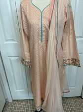 Pakistani Indian Three Piece Embroidered Suit.Color Peach.Brand Gull Ahmed.NWOT