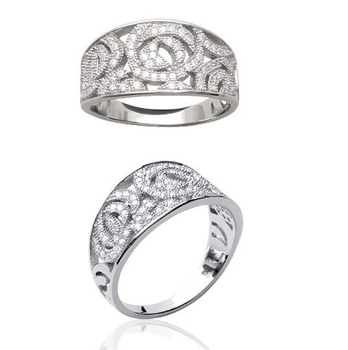 Bague en argent 925 rhodié et zirconium étincelant pour femme élégante