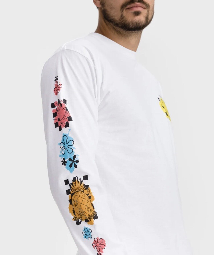 Vans X Spongebob Size Large Men's Long Sleeve Shirt White | eBay