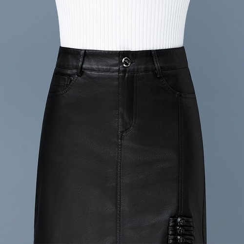 Women Bodycon Pu Mini Pencil Skirt Faux Leather High Waisted Vintage Style Skirt - Picture 8 of 19