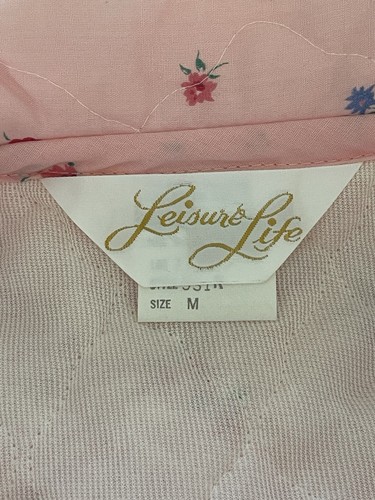 NWT Vintage Leisure Life Medium Quilted Robe Pink Floral USA Pearl Snap Buttons - Picture 7 of 9
