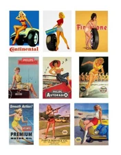 1:25 G scale model vintage garage auto shop tire pin up posters signs