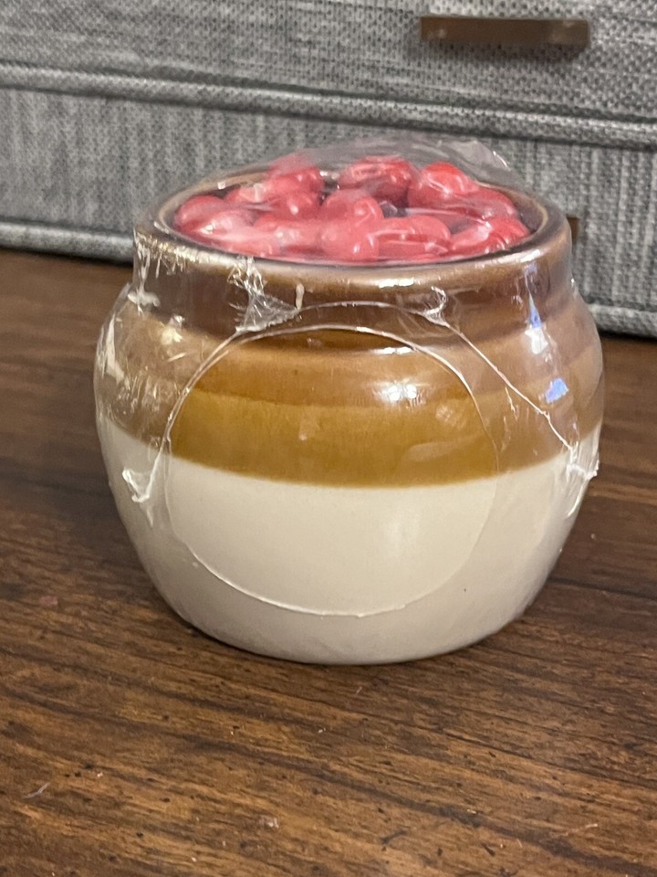 VTG SEALED Jack Smillie Boston Baked Beans Ceramic Bean Pot, Red