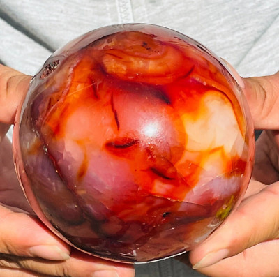 1130g Large Natural Carnelian Red Quartz Agate Crystal Sphere Specimen Healing