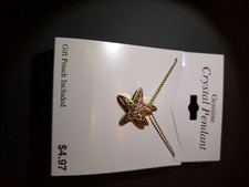 Genuine Crystal Starfish Pendant On Goldtoned Chain Necklace, New