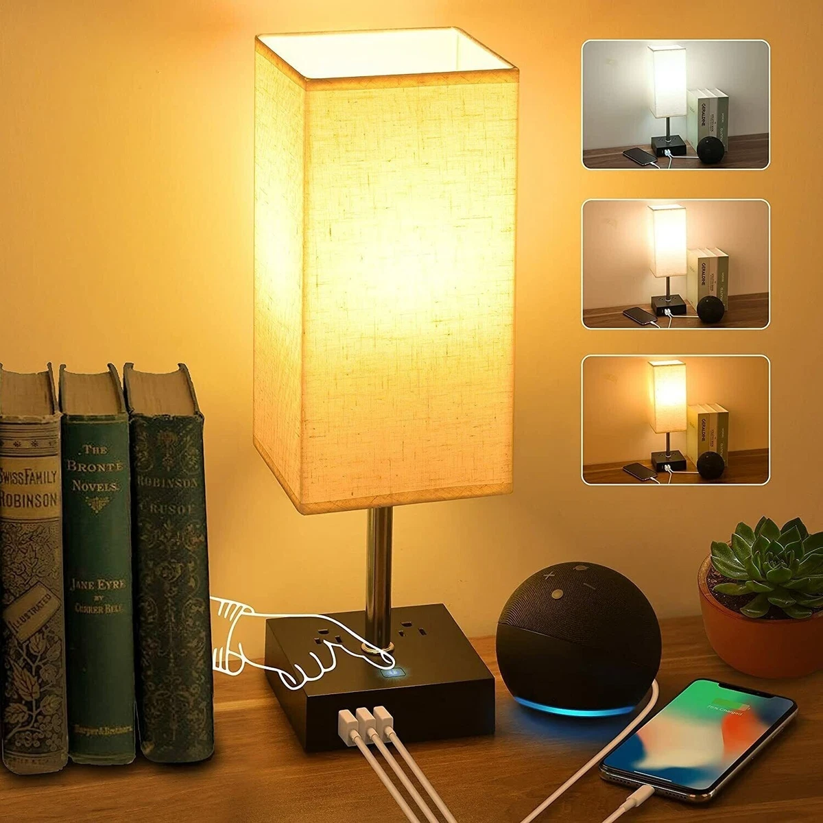 Bell touch outlet table lamp