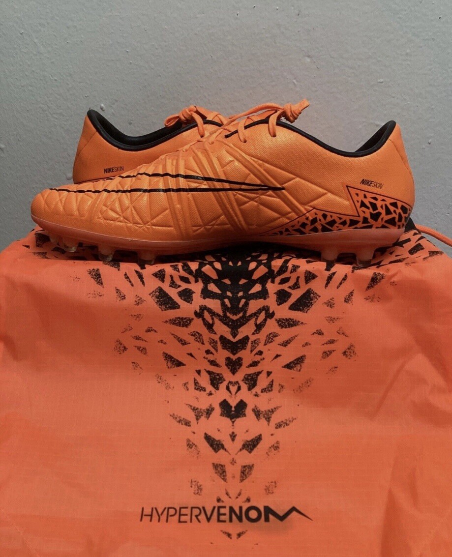 NIKE HYPERVENOM PHINISH FG ( ORANGE/BLACK ) SOCCER CLEATS SIZE 9
