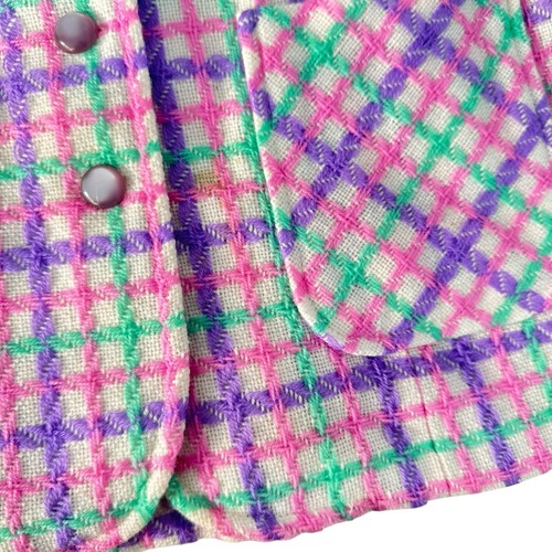 NOS Vtg Miss Holly Match Mate Skirt & Vest Suit Pastel Plaid Tweed Size 10 Japan - Picture 5 of 13