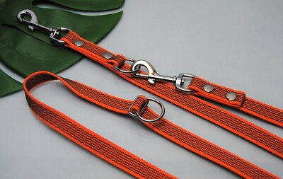EXTRA LANGE Bullyzei V-Leine gummiert 4-fach verstellbar 3m x 15mm ORANGE Collie