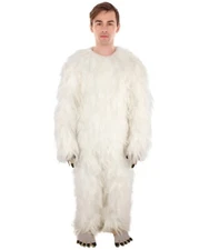 Adult Unisex White Furry Yeti Snowman Costume with Face Mask, HC-1958