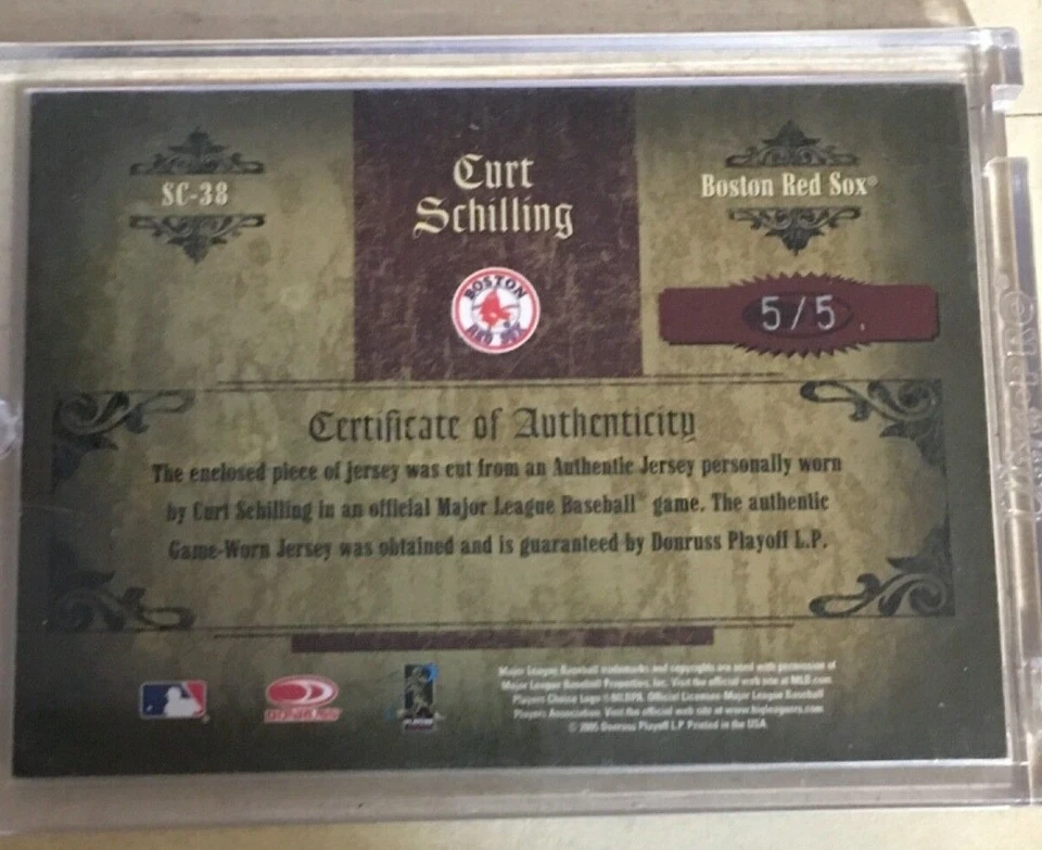 Tarjeta de béisbol Curt Shilling Patch Card 5/5 Low Count 2005 Timeless Treasures Foto 2 de 2
