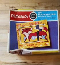 PLAYSKOOL 24 Match-Ups Puzzles Words to Spell Homeschool Ages 3-6 1972