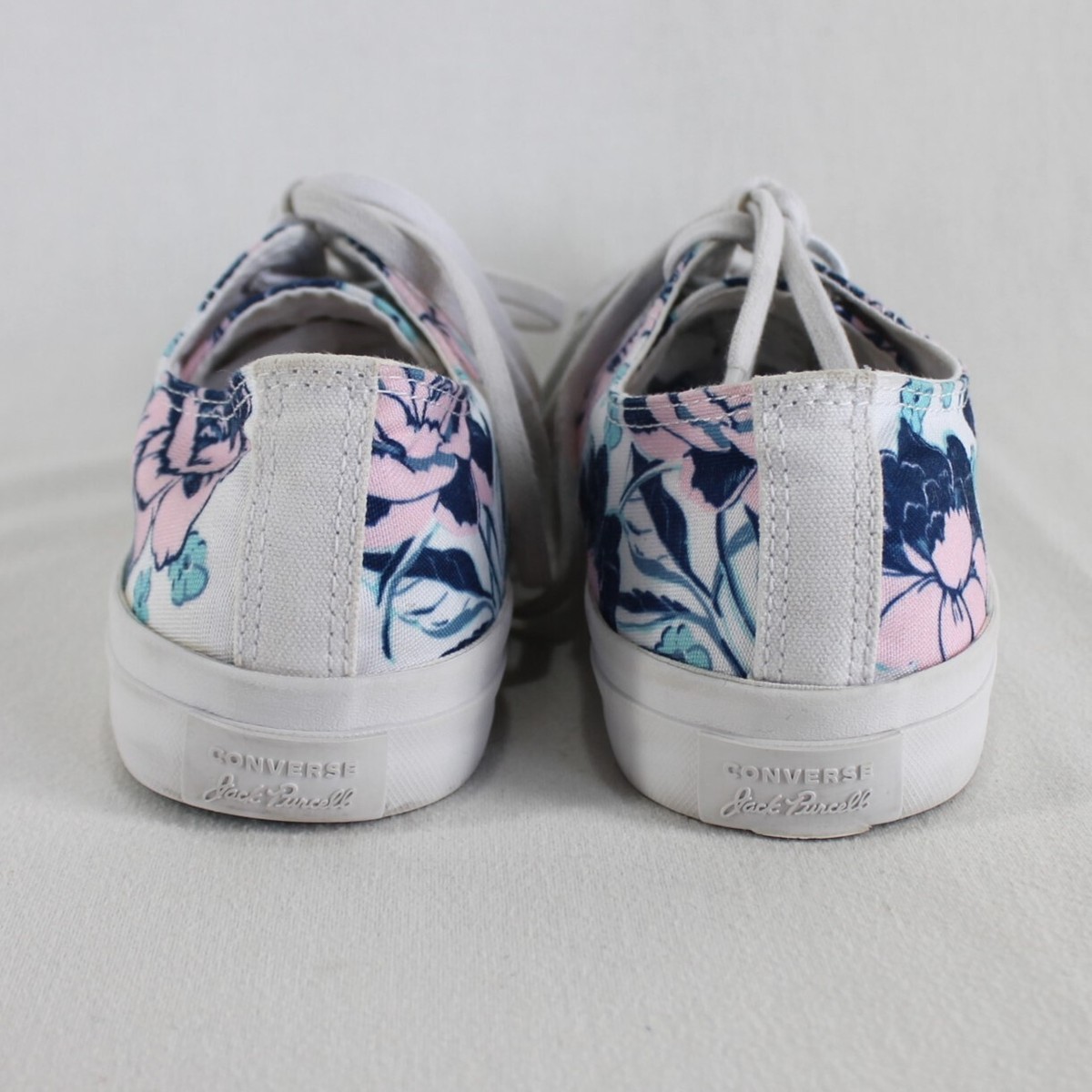 Converse Jack Purcell Womens Sz 7 White Blue Pink Floral Low