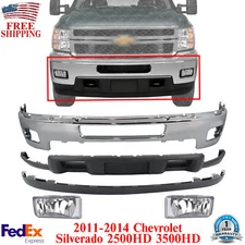 Front Bumper Chrome Steel Kit For 2011-2014 Chevrolet Silverado 2500HD 3500HD
