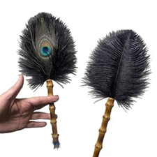 1pc Peacock Feather Duster Decorative Dusting Brush Manual Dust Cleaner Vintage