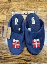 New Dearfoams Christmas Present Memory Foam Slippers Navy Blue Size: S 5