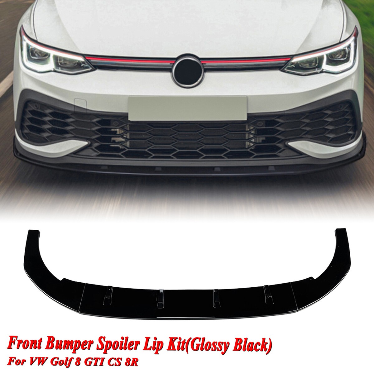 Front Bumper Lower Spoiler Splitter Lip Kit For VW Golf MK8 R GTI