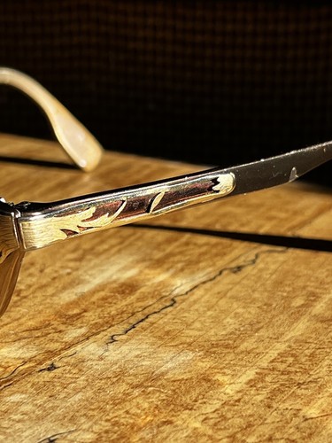 Tura Inc. Chocolate Metal Cat Eyeglass Frames w Gold Filagree Detail 1950’s-60’s - Picture 3 of 17
