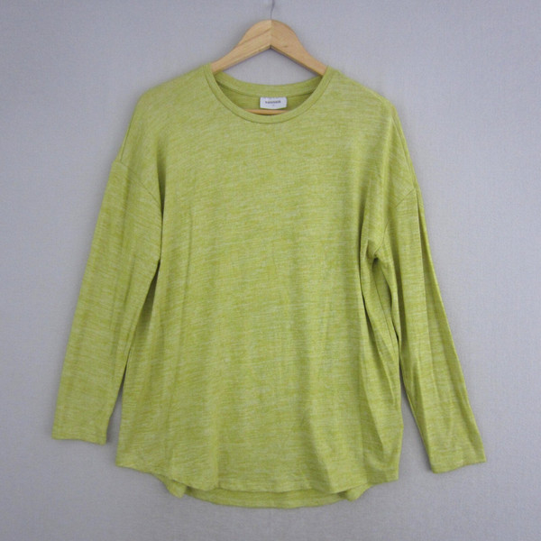 Sussan Top Womens Medium 12 Yellow Tee T-Shirt Long Sleeve Stretch Pullover Work